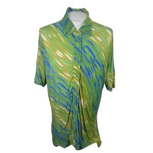 UIL Men shirt short sleeve pit to pit 22 l abstract club wear vtg body stretch